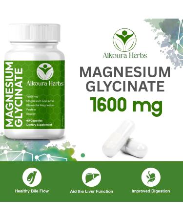 Magnesium Glycinate 1600mg per Serving High Absorption Magnesium Supplement for Muscle Heart Nerve and Bone Support 30 Day Supply Pure and Potent - 60 Capsules. - Buy Online on GoSupps.com