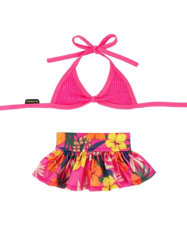 Fitwarm Dog Floral Bikini Set, 2 Piece Hawaiian Swimsuit, Dog Summer Clothes for Small Dogs Girl, Cat Apparel, Pink, Small Small Pink