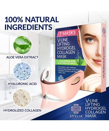 V Line Shaping Face Masks - 7 Piece Double Chin Reducer with Aloe Vera Hydrogel Collagen Mask - Anti-Aging and Anti-Wrinkle Contouring Band for Slimming and Firming Face Lift - 7 Count - Buy Online on GoSupps.com