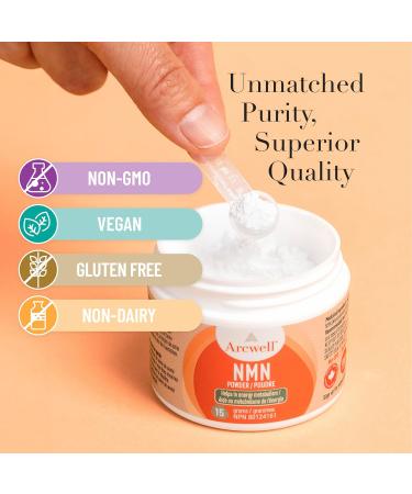 Arcwell Micronized NMN (Nicotinamide Mononucleotide) Powder | 250 mg per Scoop | NAD+ Supplement | Source of Niacin Vitamin B3 | Supports Cellular Health & Energy Production (15 g 60 servings) 15 g (Pack of 1) - Buy Online on GoSupps.com