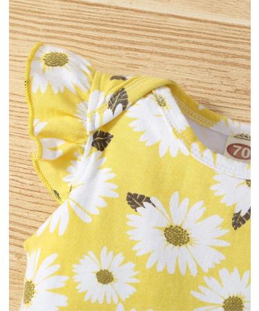 Koonde Baby Girl 3-Piece Outfit Set | Romper, Trouser & Headband | Newborn to 24 Months | 3-6 Months | Yellow + Caramel - Buy Online on GoSupps.com
