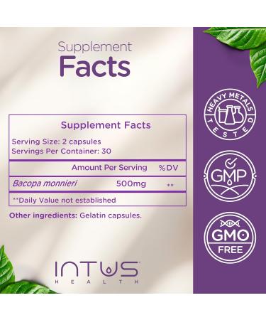 Intus Mind Bacopa Ayurvedic Supplement with Brahmi Supports Cognitive Support & Mental Clarity 60 Capsules - Buy Online on GoSupps.com