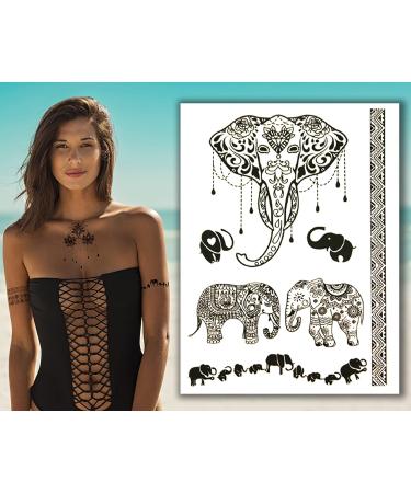 Terra Tattoos Black Mehndi Inspired Temporary Tattoos - 50+ Henna Designs - Waterproof, Nontoxic & Long Lasting - Perfect for Beach, Festivals & More - Buy Online on GoSupps.com