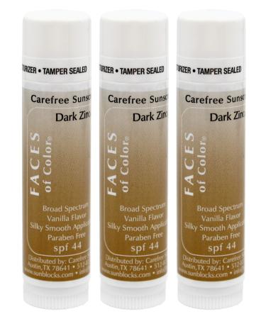 Carefree Skincare Faces of Color Invisible Lip Sunscreen, Clear Application for all Skin Tones, SPF 44, 3 Pack