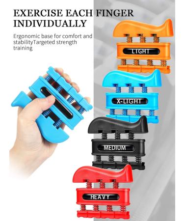 4-Piece Finger Amplifiers & Hand Trainers - Guitar Exercise Tool for Rock Climbing & Physical Therapy - Buy Online on GoSupps.com