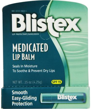 Blistex Medicated Lip Balm with SPF 15 for Dryness Chapping and Soothes Irritated Lips 0.15 Ounce (Pack of 8)