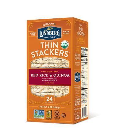 Lundberg Organic Thin Stackers, Red Rice & Quinoa, Salt-Free, Thin Multigrain Rice Cakes, Gluten-Free, Vegan, Healthy Snacks, 6 oz (Pack of 1)