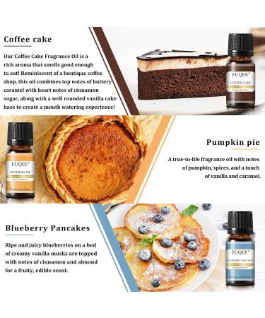 EUQEE Homemade Bread Fragrance Oils Gift Set - Pumpkin Pie, Coconut Cream, Snickerdoodle, Coffee Cake, Blueberry Pancakes, Salted Caramel - 10ml x 6 Pack - Buy Online on GoSupps.com