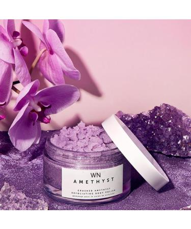 Amethyst Crystal Body Scrub Purple Exfoliating Body Polish for Smooth Glowing-Looking Skin Sugar & Botanical Oil Blend Spa-Inspired Self-Care