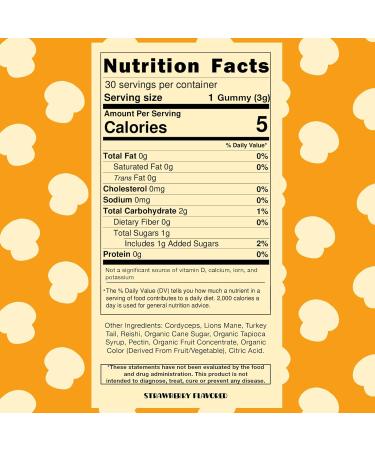 Mini Mushy's Organic Everyday Support Gummies | Turkey Tail Reishi Lions Mane Cordyceps Mushrooms | for Kids Aged 2+ Natural Color Allergy Friendly Low Sugar | Strawberry Flavor - 30 Count Daily Blend - Buy Online on GoSupps.com