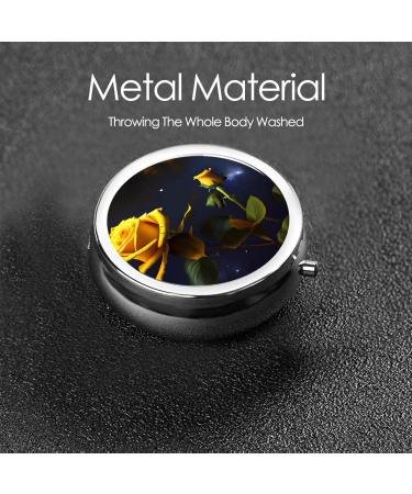 Yellow Roses Starry Night Round Pill Box | 3 Compartment Portable Travel Organizer | Ideal for International Shipping - Buy Online on GoSupps.com
