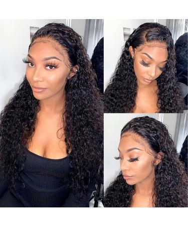 ZLIKE 26" HD Lace Front Wig - Wet & Wavy Human Hair Water Wave Pre-Plucked Glueless 150% Density - Natural Black 13x6 Lace Frontal - Buy Online on GoSupps.com
