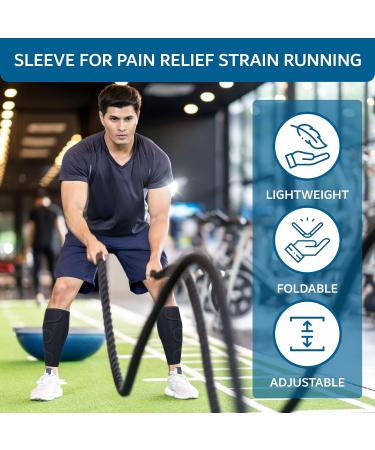 LCK UK Adjustable Calf Support Sleeve for Muscle Pain Relief - Compression Shin Brace for Running Sports Recovery - Reduces Swelling - Men and Women (Black) - Buy Online on GoSupps.com