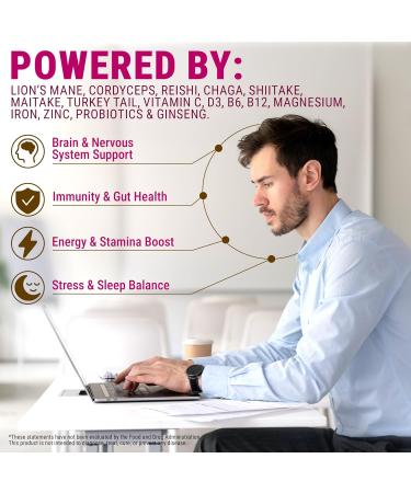 Premium Lion s Mane Supplement Capsules Morning Mushroom Blend with Cordyceps Chaga Ginseng & Vitamins Adaptogenic Energy Supplement with Probiotics Focus & Brain Support 90 Vegan Capsules - Buy Online on GoSupps.com