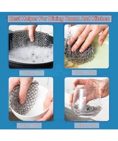 CHANSHIN Cast Iron Cleaner with Pan Scrapers Stainless Steel Scourer 7x7 Inch Chainmail Scrubber for All Types of Skillet Griddles Durable Plastic Pan Grill Scrapers - Buy Online on GoSupps.com