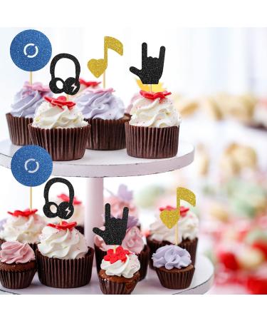 MonMon & Craft Hip Pop Disco Cupcake Toppers/Dancing Cupcake Decor/Children Adults Rock n Roll Birthday Party Cupcake Decorations/Music Concert Party Cupcake Toppers - 24 Pcs Glitter - Buy Online on GoSupps.com