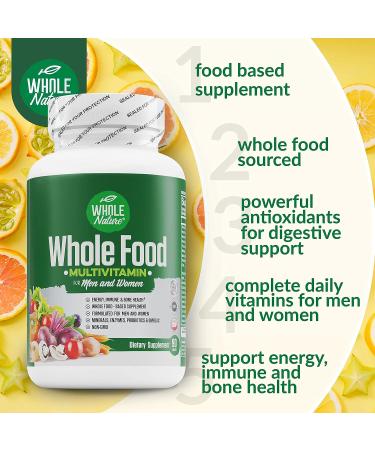 Whole Nature Whole Food Multivitamin for Men and Women with Digestive Enzymes, Probiotics, and Omegas - Plant Based, Non GMO - Buy Online on GoSupps.com