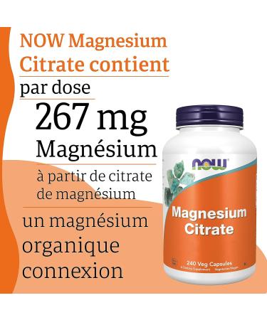 Now Foods Magnesium Citrate 400mg 240 Vegan Capsules Lab Tested Magnesium Gluten Free Soy Free Vegetarian - Buy Online on GoSupps.com
