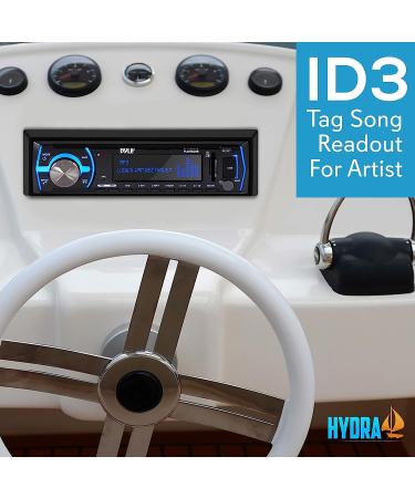 Pyle Marine Bluetooth Stereo Radio - Single DIN Boat In dash Receiver with Built-in Mic, LCD Display, RCA, USB, SD, AM FM Radio - Remote Control - Black PLMRB29B - Buy Online on GoSupps.com