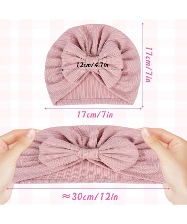XOKL 2-Piece Soft Stretchy Baby Turban Hats - Newborn Toddler Girl Boy Hat for Kindergarten & Hospital - Pink & White - Buy Online on GoSupps.com
