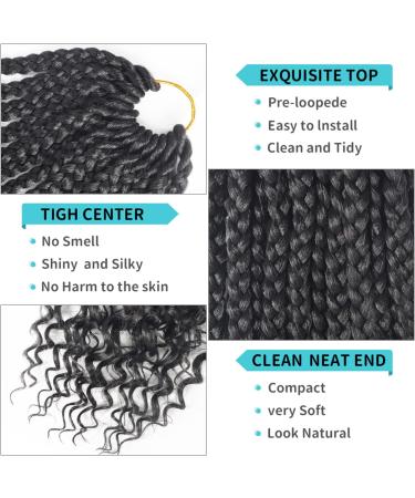 8Packs Goddess Box Braids Crochet Hair With Curly Ends 14inch Pre-looped Bohomian Crochet Box Braids Synthetic Braiding Hair Extensions (14 Inch 1B) 14 Inch(Pack of 8) 1B - Buy Online on GoSupps.com