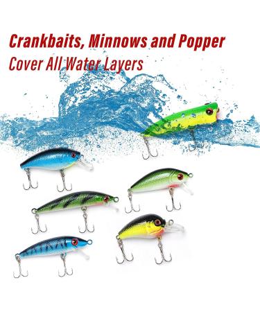 Dr.Fish 60-Piece Fishing Lures Set | Trout, Rooster Tail, Spinner Baits | Freshwater & Saltwater Tackle Box Included | Crappie, Walleye, Bass | Topwater Lures Kit - Buy Online on GoSupps.com