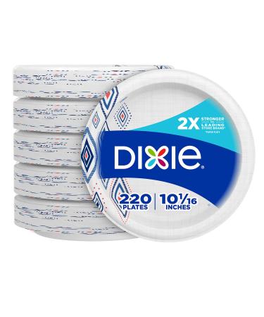 Dixie Paper Plates, 10 1/16 inch, Dinner Size Printed Disposable Plate, 44 Count (Pack of 5) , Packaging and Design May Vary