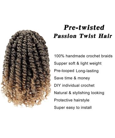 Pre-twisted Passion Twist Hair 8 Inch Crochet Braids for Black Women (Pack of 8) - 1B/27 - Buy Online on GoSupps.com