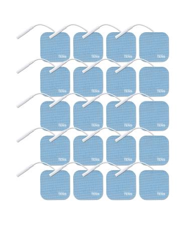 TENS Wired Electrodes Compatible with HealthMateForever, 2 inch x 2 inch Premium HealthMate Compatible Replacement Pads for TENS Units, Discount TENS Brand (2 inch x 2 inch 20 Pack)