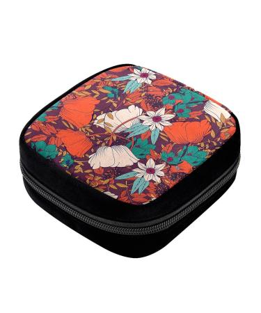 GIAPB Period Bag Sanitary Napkin Storage Bag Pad Holder for Period Makeup Pouch Botanical Flower Pattern Color2077