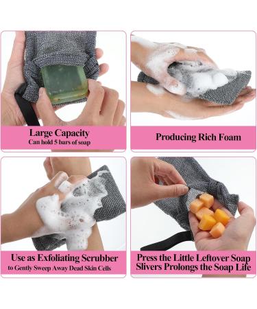 Lot de 4 sacs savon exfoliant double couche en maille paisse en mousse paisse ponge exfoliante pour le corps pour les bains et les douches - Buy Online on GoSupps.com