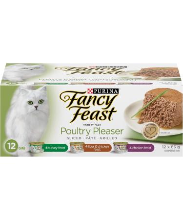 Fancy Feast Wet Cat Food Poultry Pleaser Variety Pack 85 g Cans (12 Pack) & Fancy Feast Wet Cat Food Elegant Medleys Florentine Variety Pack 85 G Cans (12 Pack) - Buy Online on GoSupps.com