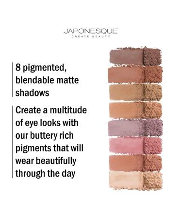 JAPONESQUE Velvet Touch Eyeshadow Palette - 8 Matte Colors, Blendable, Pigmented, Long-Lasting - Buy Online on GoSupps.com