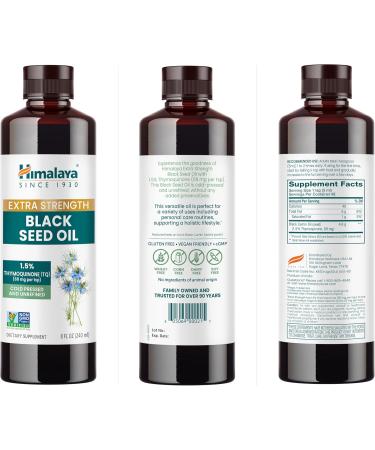 Himalaya Extra Strength Black Seed Oil Cold-Pressed & Unrefined 1.5% Thymoquinone (69 mg per TSP) 8 oz - Buy Online on GoSupps.com