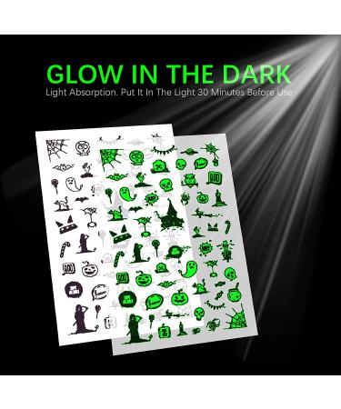 TailaiMei Glow in The Dark Halloween Nail Stickers - 10 Fluorescent Design Decals for DIY Nail Art and Manicure - Buy Online on GoSupps.com