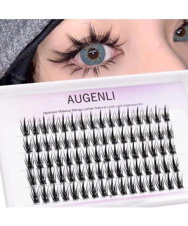 AUGENLI Manga Lashes Individual Clusters False Lashes that Natural Look Like Extensions False Lashes Korean Beauty for Cosplay Anime Makeup Salon at Home (A02)