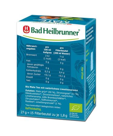 Bad Heilbrunner Bio Limette + Mate Tea - Classic South American Mate with Turmeric - 5x15 Filter Bags - Harmonious Flavor Experience - Buy Online on GoSupps.com