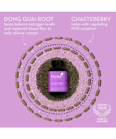HUM Moody Bird: Women's Mood Supplement for Cramps, Cravings & Hormonal Balance - 60 Vegan Capsules - Buy Online on GoSupps.com