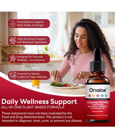 Cayenne Pepper Liquid Drops Liquid Supplement with Organic Hawthorn Beet Root Powder Turmeric Vitamins K2 & D3 Berberine Extract (1) - Buy Online on GoSupps.com