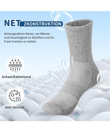 Yaniky 6 Pair Cotton Sports Socks for Men & Women - Breathable Cushioned Sneaker Hiking & Running Socks (Size 35-50 Gray) - Buy Online on GoSupps.com
