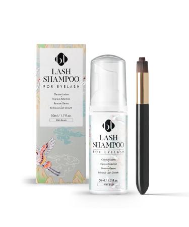 BL Lash Shampoo 50ml bottle + Lash Cleansing Brush for Eyelash Extensions | Easy to use | Gentle wash for eye makeup remover, citrus Lash Foam bath for eyelashes 50ml(1.7 Fl Oz)