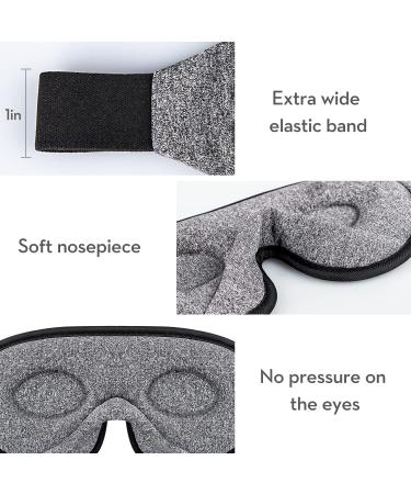 Kimkoo 3D Cotton Sleep Mask - Latest Soft & Breathable Eye Mask for Sleeping - 100% Blackout Blindfold Eye Cover - Gray - Buy Online on GoSupps.com