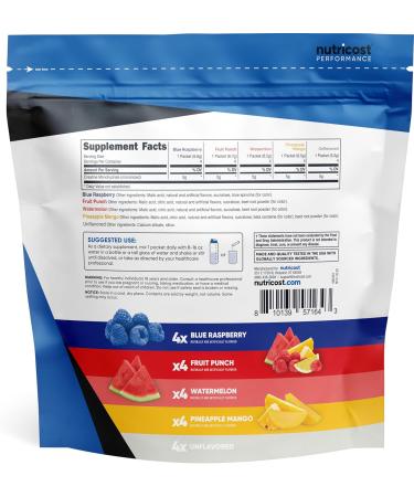 Nutricost Creatine Monohydrate Powder Variety Stickpacks (5 Flavors 20 Servings) - Micronized 5 Grams of Creatine Monohydrate Per Pack - Buy Online on GoSupps.com