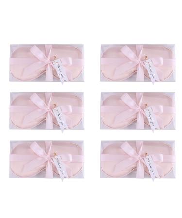 6-Pack Sleep Masks with Gift Box Ribbon Tag Bridesmaid Gifts Satin SPA Bridal Gift Soft Wedding Favors (Blush)