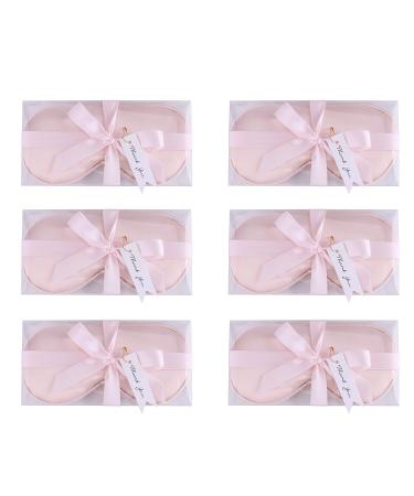 6-Pack Sleep Masks with Gift Box Ribbon Tag Bridesmaid Gifts Satin SPA Bridal Gift Soft Wedding Favors (Blush)