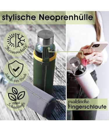 LIVONDO 0.5L Glass Drinking Bottle with Stainless Steel Cap & Neoprene Cover - Dishwasher Safe | Love - Piruette - Buy Online on GoSupps.com