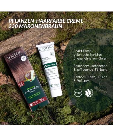 Logona Natural Plant Hair Color 230 Chestnut Brown - Vegan Henna Cream for Shiny Hair - 150ml - Buy Online on GoSupps.com