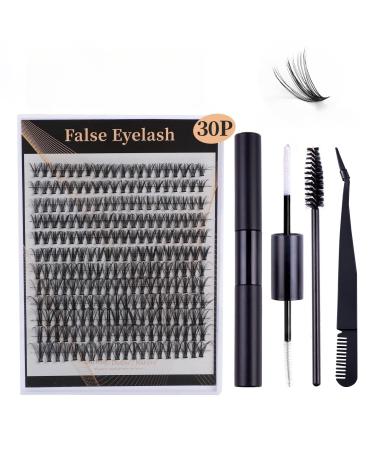 30D 40D False Eyelash Set 240 Eyelash Curler with Glue and Tweezers for Natural Volume. (New 50D 240 Cluster)