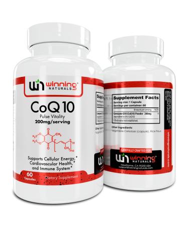 CoQ10 200mg Capsules 60 Count Antioxidant Supplement for Heart Health Energy Production and Cellular Protection (60) 60 Count (Pack of 1)