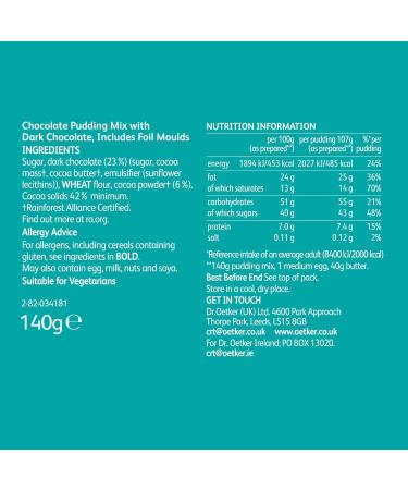 Dr. Oetker Melting Middle Chocolate Pudding Baking Mix 140g - Buy Online on GoSupps.com